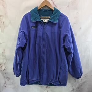 Columbia Jacket Womens XL Vtg 90s Purple Blue Windbreaker Ski Shell Fleece Lined